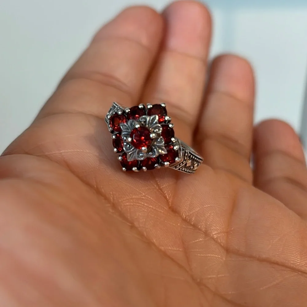 Vintage Garnet Ring 925 - Picture 6 of 8